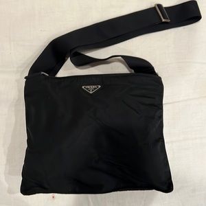 Black nylon Prada messenger bag